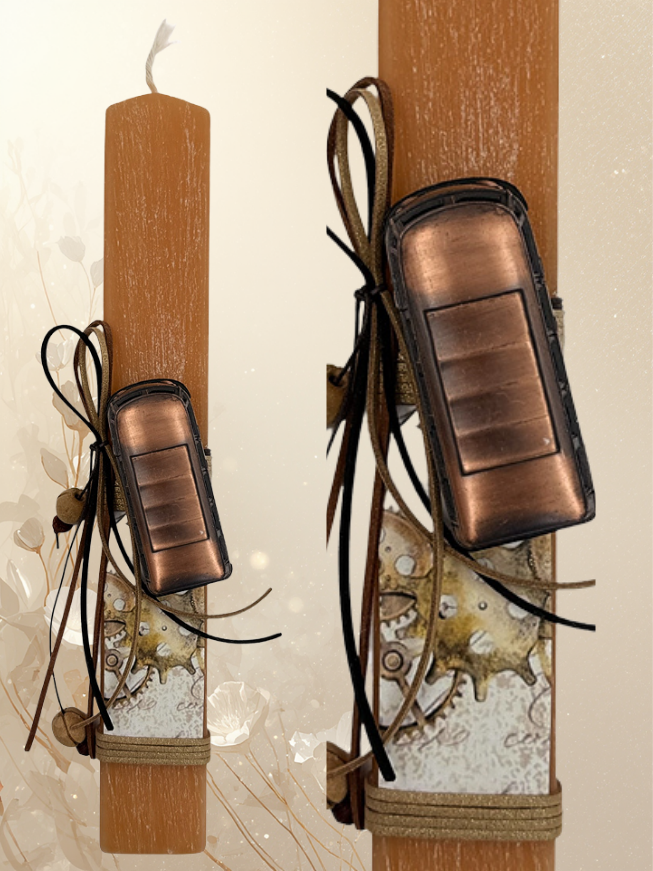 Industrial Easter Candle with Metal Sharpener – Monastic Handmade Creation 2026