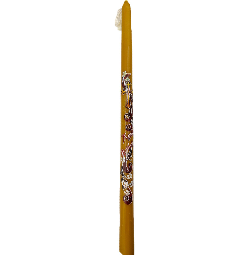 Bee's wax Easter candle with cross