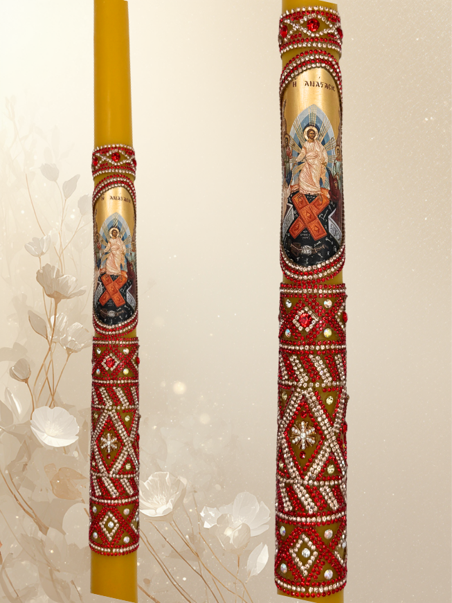 Priestly Paschal Candle 65 cm Made of Pure Beeswax – Monastic Handicraft