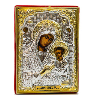 Byzantine icon with a metallic shirt