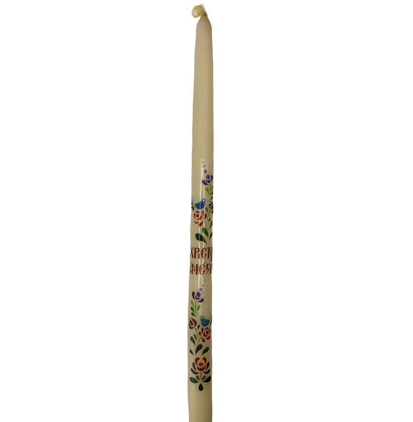 Bee wax Easter candle with flowers