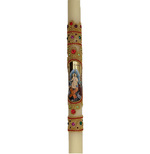 Beeswax Easter candle with decorative stones