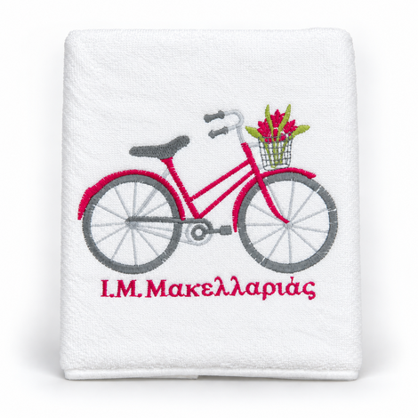 Face Towel with Bicycle Embroidery