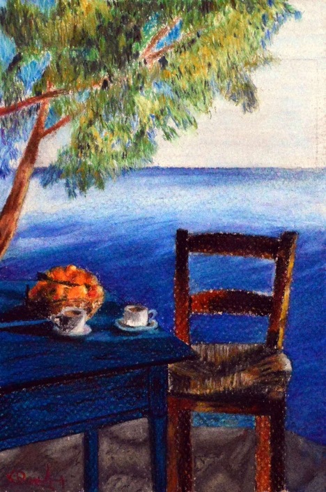 Πίνακας «Καλοκαιρινή Γαλήνη» – Κάρβουνο & Ξηρό Παστέλ (14 × 20 εκ.)