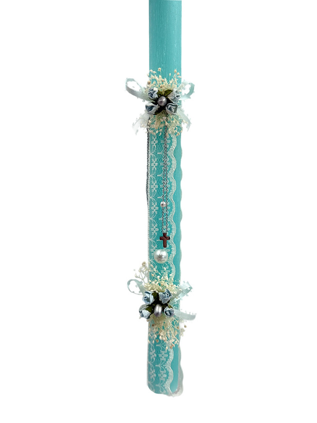 Easter candle with jewelery cross