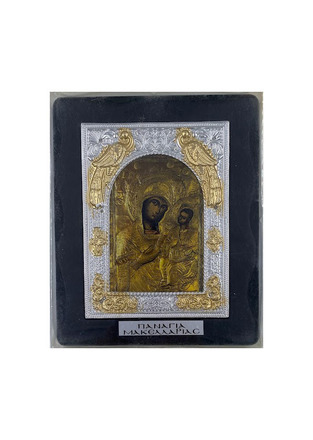 Byzantine icon with wood and metal frame