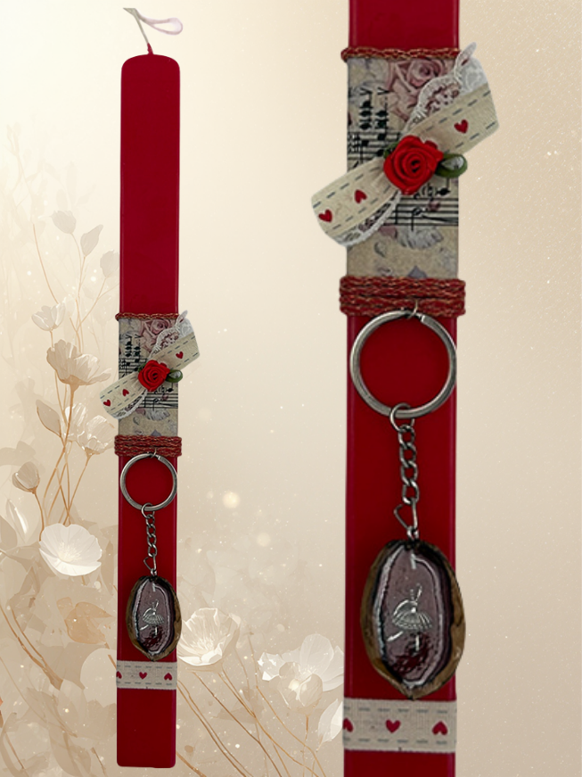 Red Easter Candle with Keychain – Monastic Handmade Creation 2026
