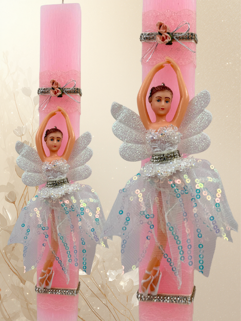 Πασχαλινή Λαμπάδα με Μπαλαρίνα – Ροζ Ονειρική Συλλογή