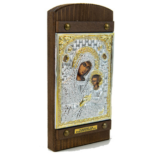 Byzantine icon with metal and wood