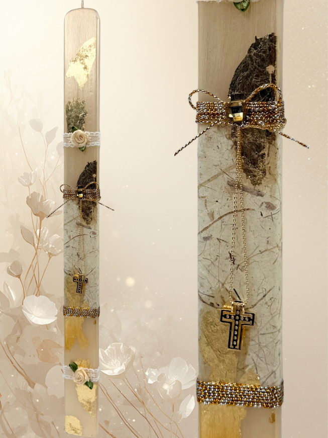 Easter Candle with Cross & Gold Leaf – Ecclesiastical Collection 2026