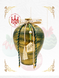 Handmade Christmas Money Box in Green and Gold
