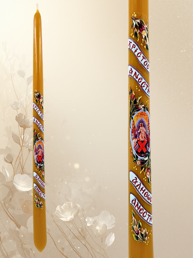 Paschal Candle Made of Pure Honey-Colored Wax – Monastic Handicraft