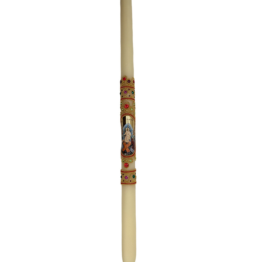 Beeswax Easter candle with decorative stones