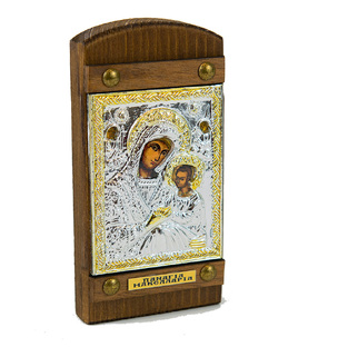 Byzantine icon with metal and wood