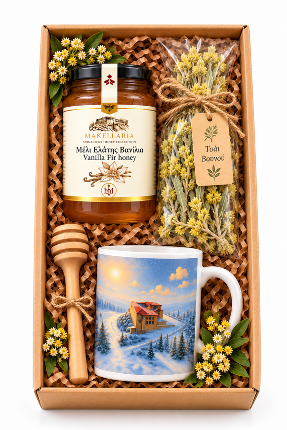 Monastery Gift Set with Vanilla Fir Honey, Mountain Tea & Makellaria Mug