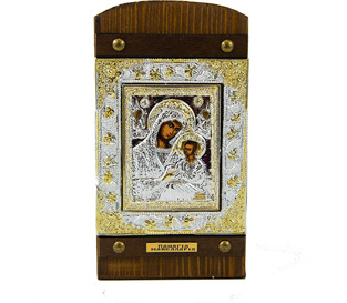 Byzantine icon with metal and wood