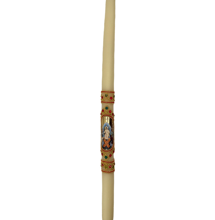 Beeswax Easter candle with decorative stones